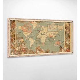 Панно в раме Карта мира FP-1150 JAS02 (120 x 65)