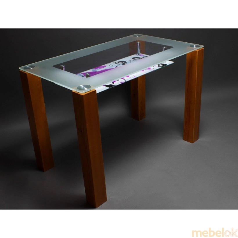 Стеклянный стол МФ-2 (дерево + стекло)