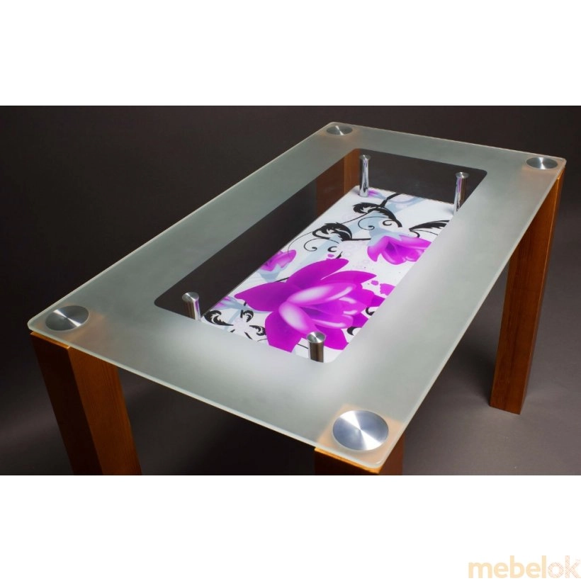 Стеклянный стол МФ-2 с рисунком лотоса