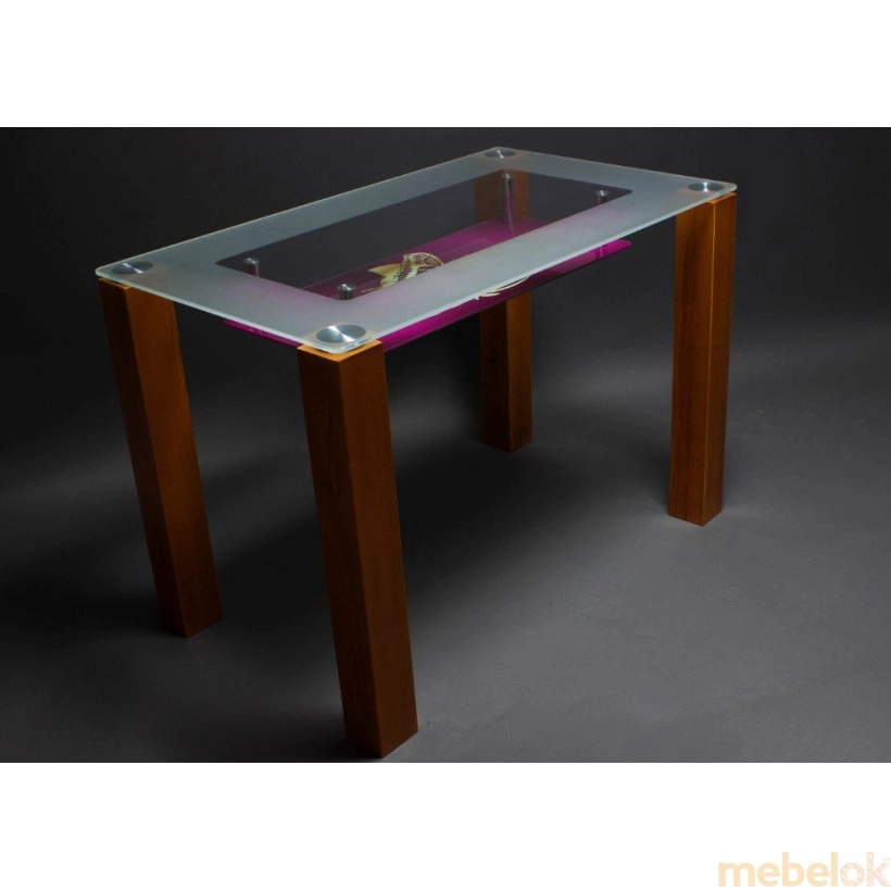 Стеклянный стол МФ-2 (ножки из дерева цвета ebony)