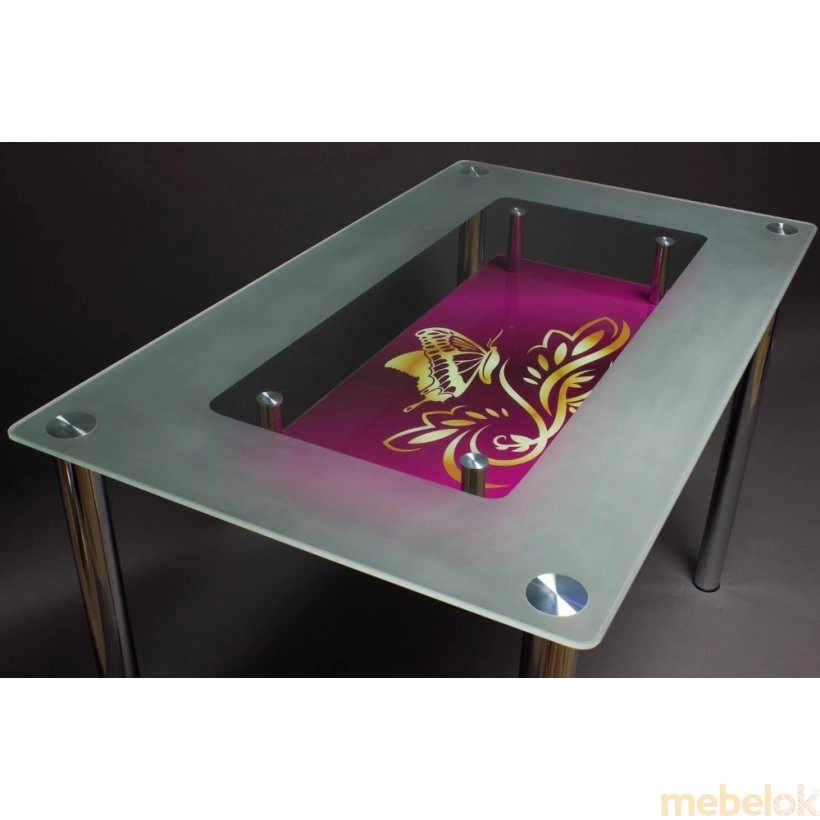 Стеклянный стол МФ-3 (рисунок бабочка)