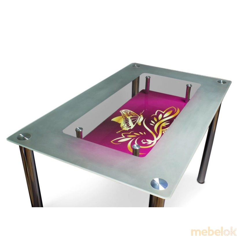 Стеклянный стол МФ-3 с бабочкой (крупный план)