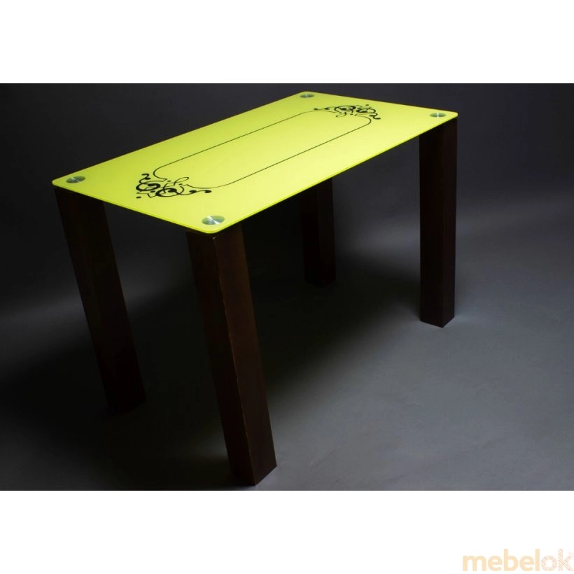 Стеклянный стол Посредник (с деревянными ножками, желтый)