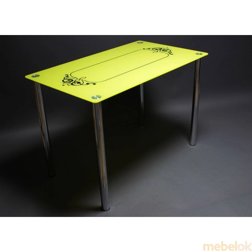 Стеклянный стол Посредник (с металлическими ножками, желтый)