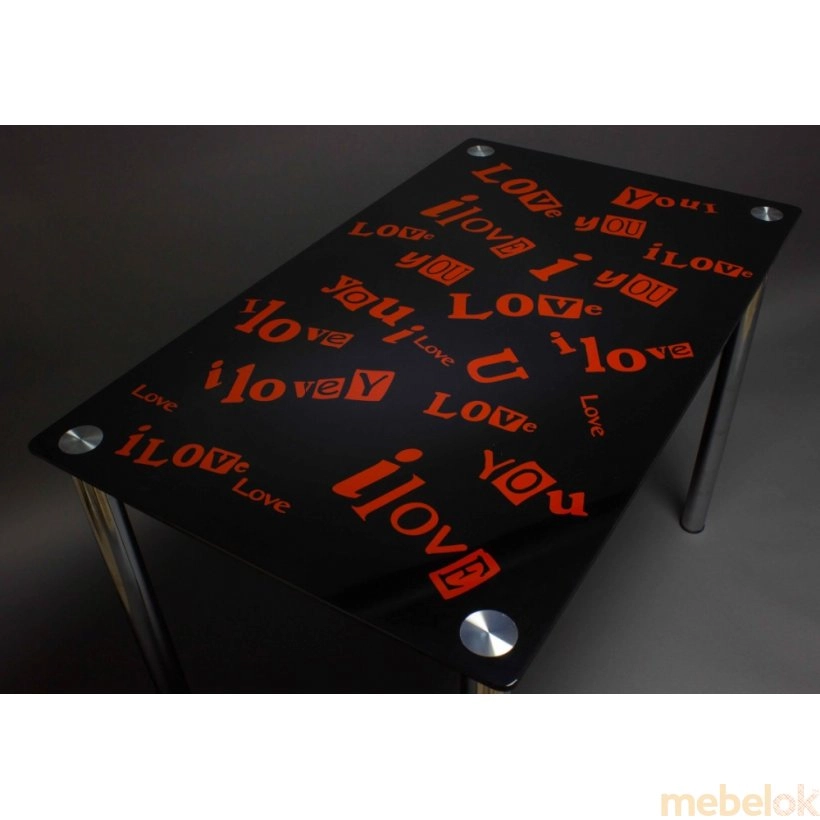 Стеклянный стол С любовью (ножки из отполированного метала)