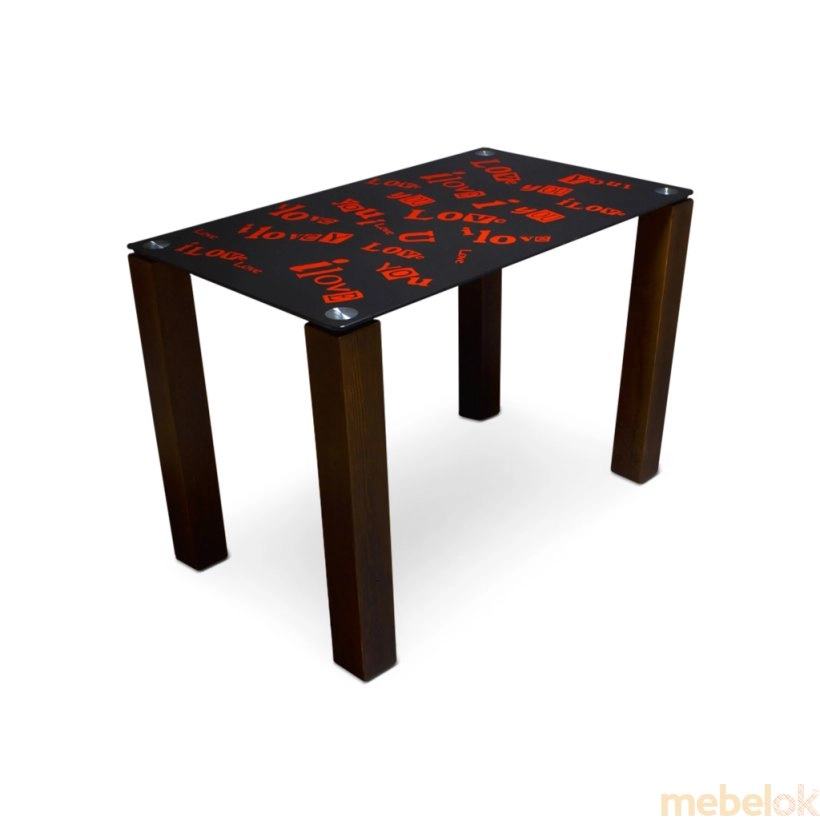 Стеклянный стол С любовью (деревянная основа)