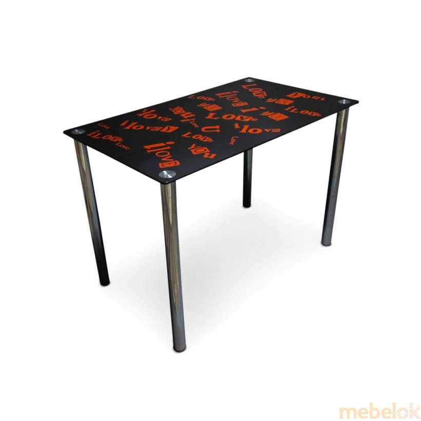 Стеклянный стол С любовью (ножки из металла)