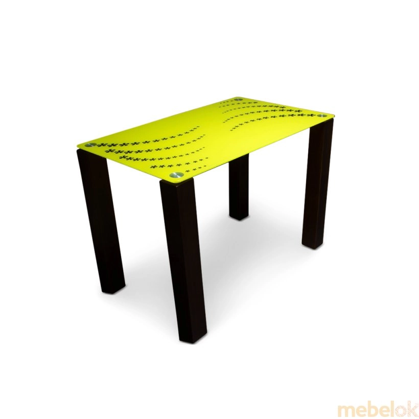 Стеклянный стол Цветочная волна с деревянными ножками