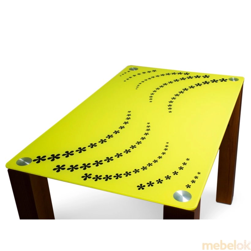 Стеклянный стол Цветочная (дерево + стекло)