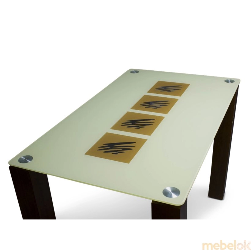 Стеклянный стол Вихрь (ножки коричневые из дерева)