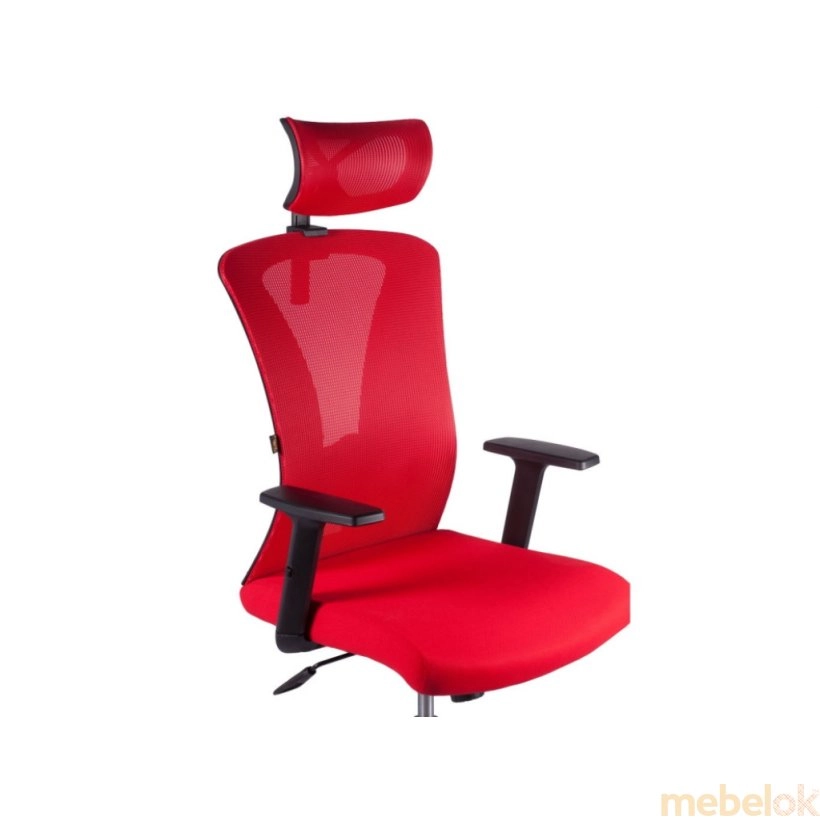 стул с видом в обстановке (Кресло Mesh (основа черная/верх красный))