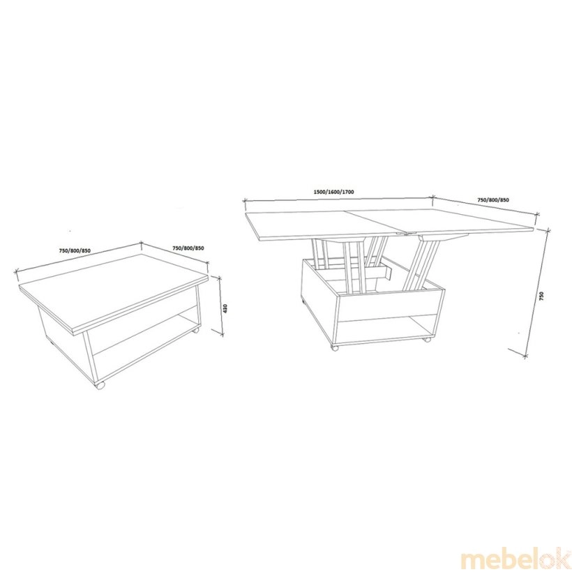 (Стол трансформер Альфа Плюс 43х85х85(75х170х85)) Brand mebel (Бренд мебель)
