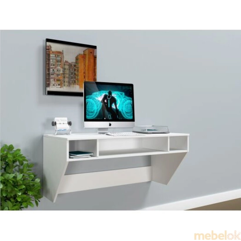 Комп'ютерний підвісний стіл AirTable-II WT Mini білий від фабрики Comfy-home (Комфі-хоум)