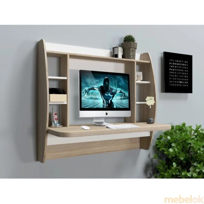 Компьюторный подвесной стол AirTable-I WT сонома от фабрики Comfy-home (Комфи-хоум)