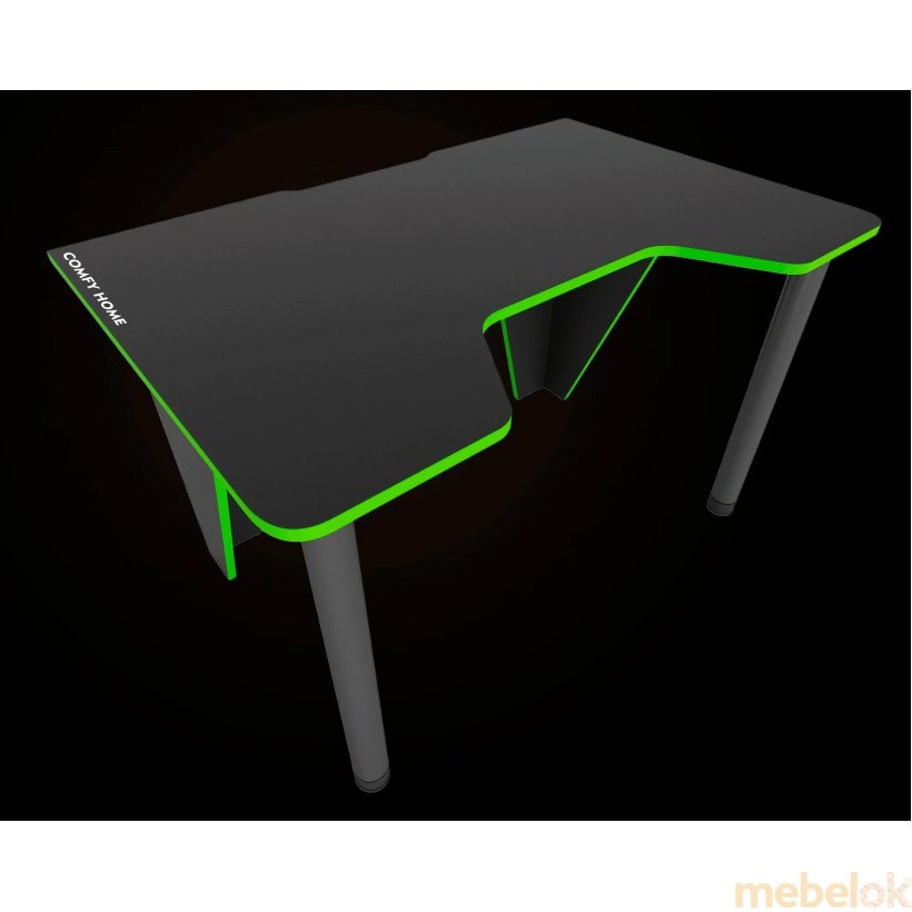 стіл з виглядом в обстановці (Геймерський стіл Frost-2 чорний-лайм)