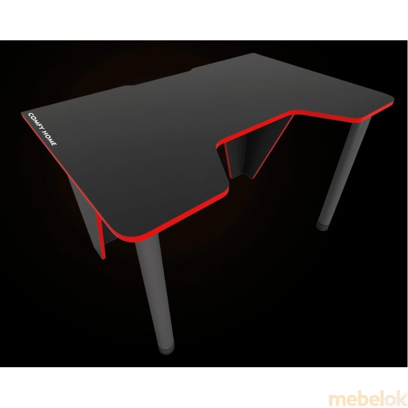 стіл з виглядом в обстановці (Геймерський стіл Frost чорний-червоний)