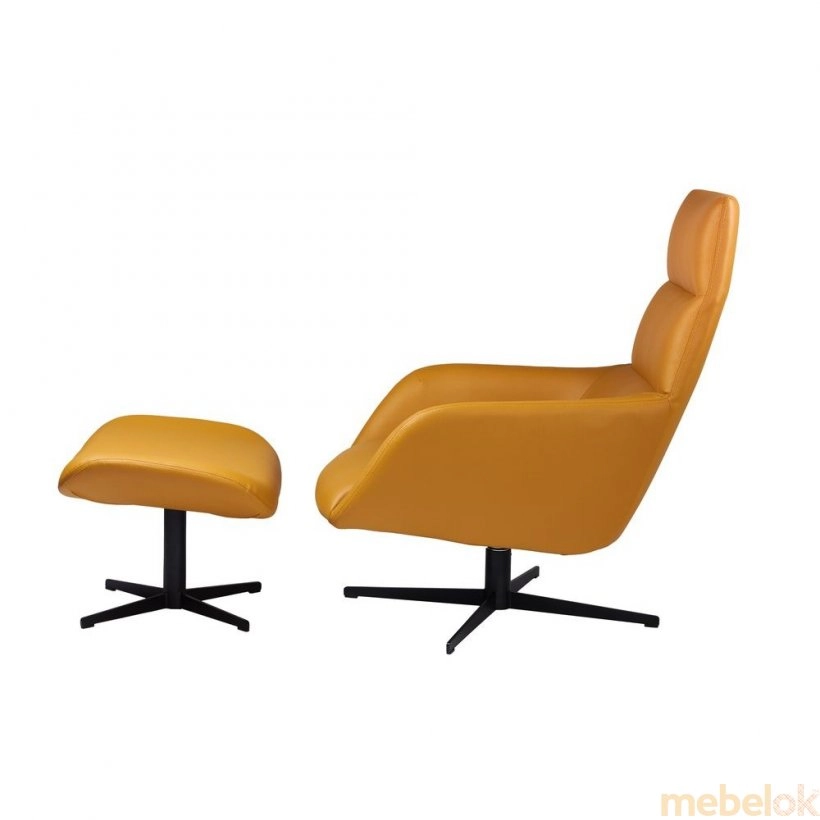 Кресло-лаунж Berkeley з подставкой под ноги светло-коричневое з іншого ракурсу