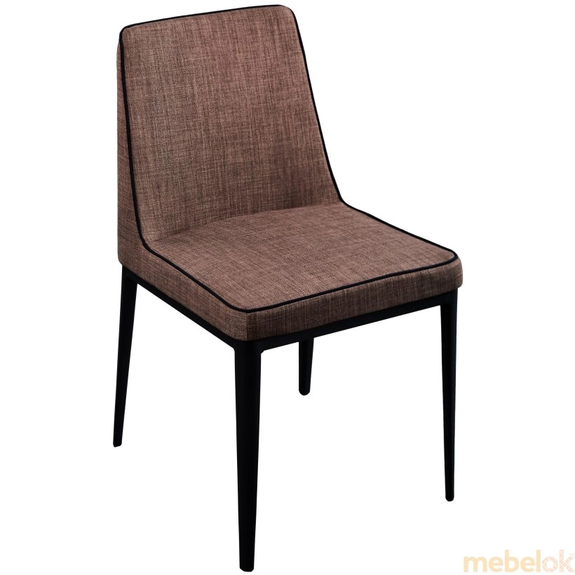 стул с видом в обстановке (Стул из ткани GENTLEMAN пепельно-коричневый)