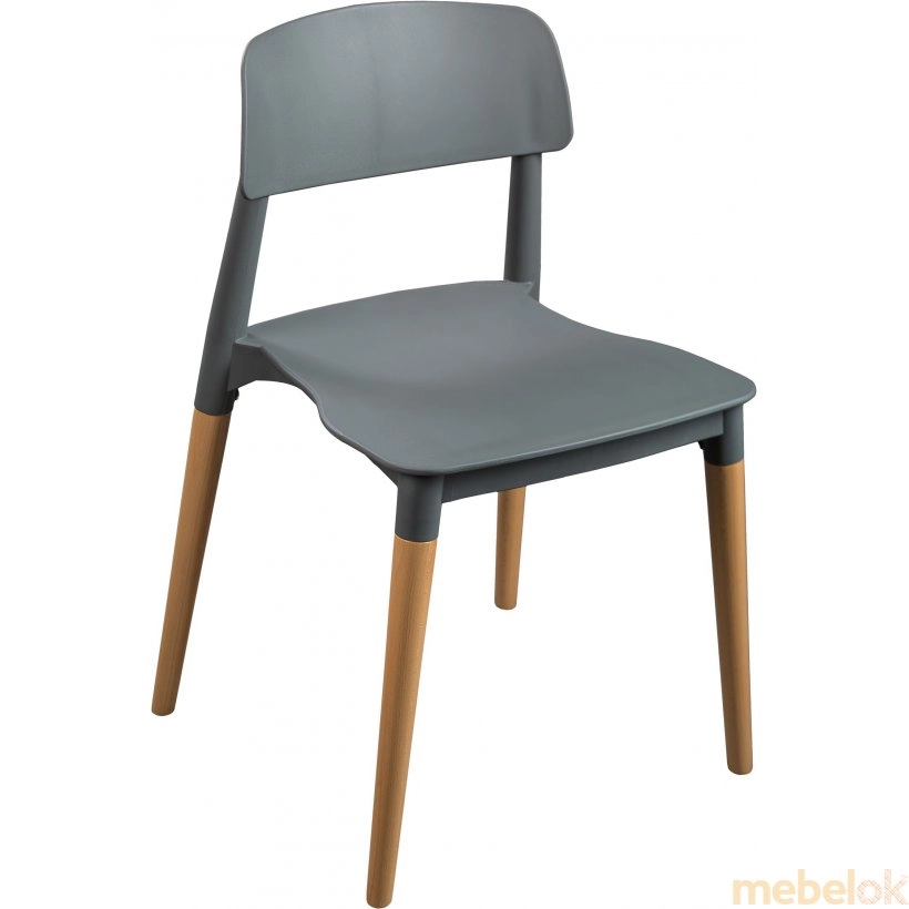 стул с видом в обстановке (Стул пластиковый SQUARE серый)