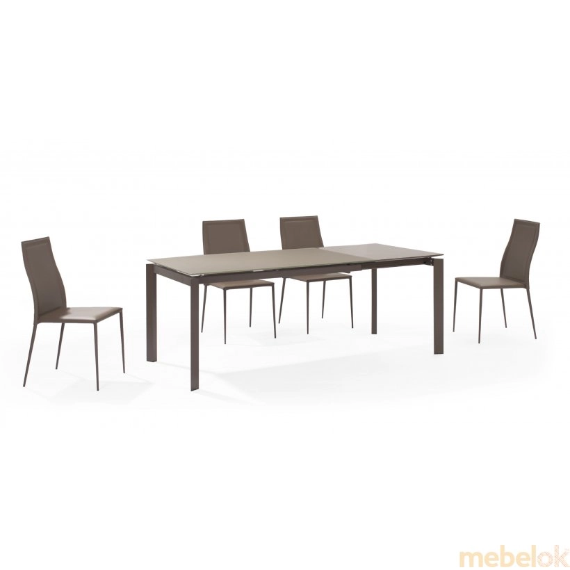 Комплект стіл GLOSS MOKA GLASS+4 стільця NICETY