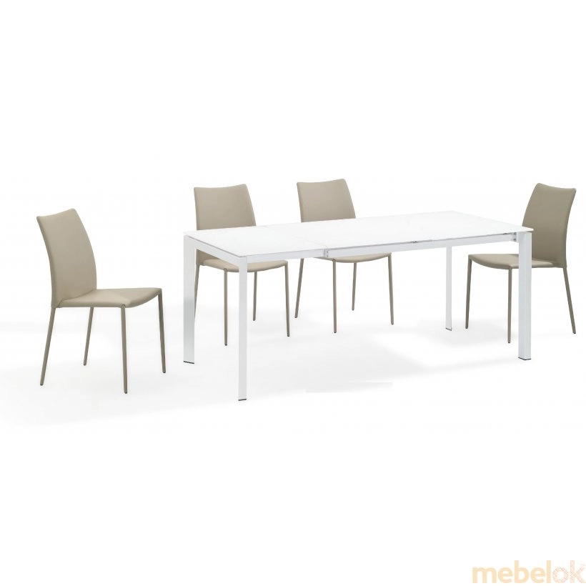 Комплект стіл MATT WHITE GLASS+4 стільця STRAIGHT