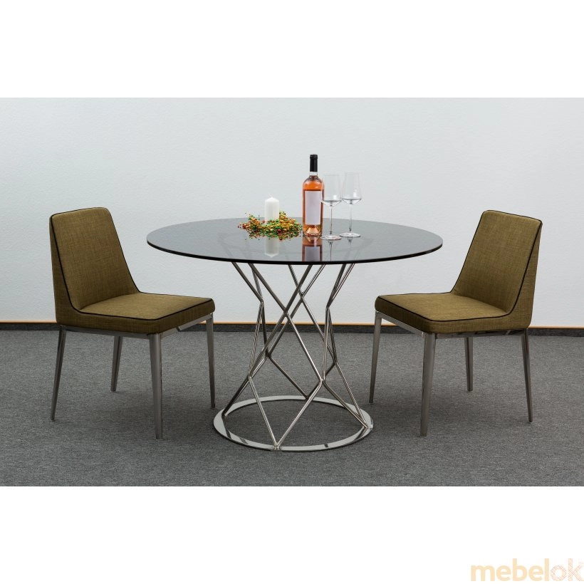 Комплект стіл CRYSTAL+2 стільця GENTLEMAN хром від фабрики Concepto (Концепто)
