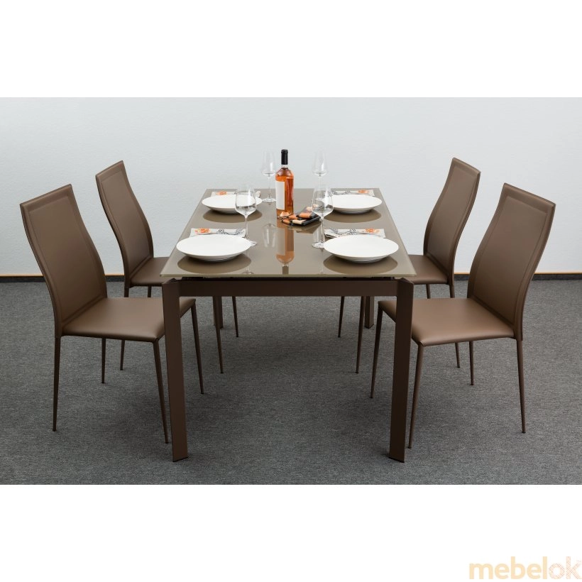 Комплект стол GLOSS MOKA GLASS+4 стула NICETY от фабрики Concepto (Концепто)