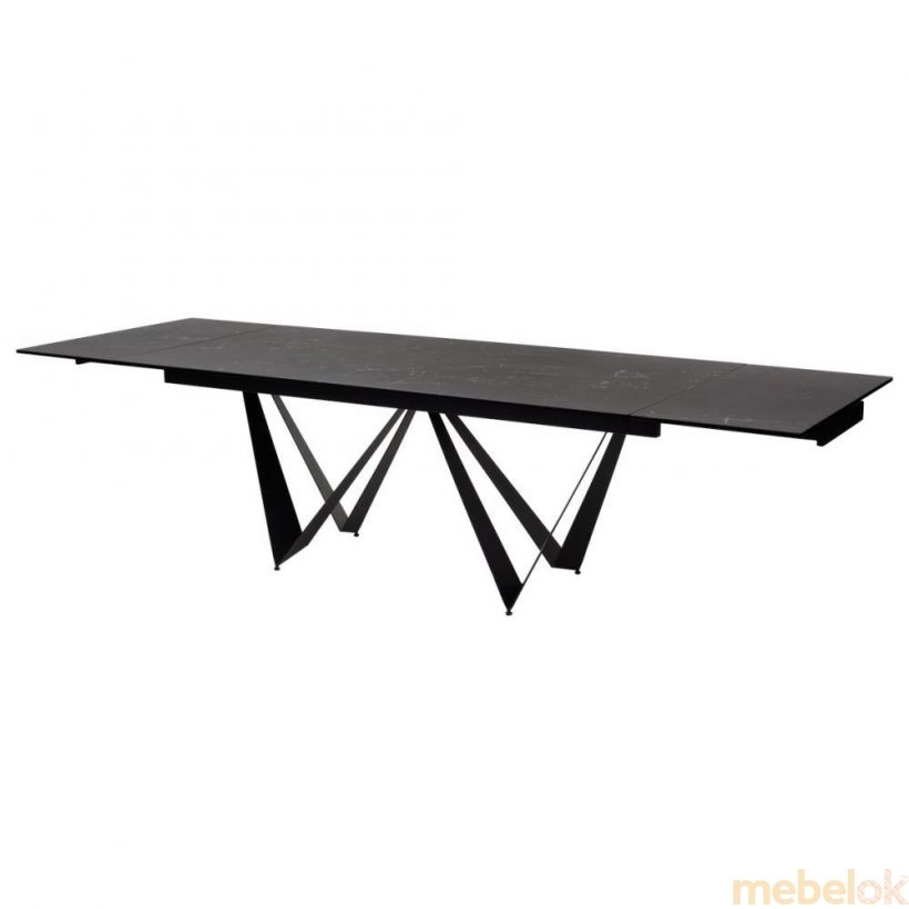стіл з виглядом в обстановці (Стіл Fjord кераміка 200-300х100 Black Marble)