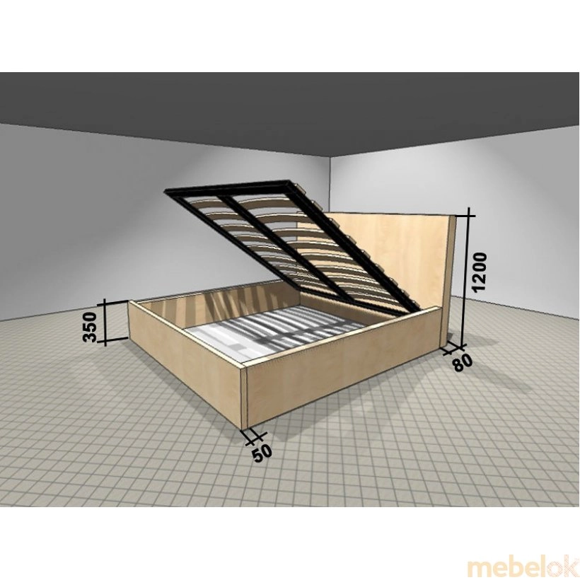 ліжко з виглядом в обстановці (Двуспальная кровать Арена 180х200)