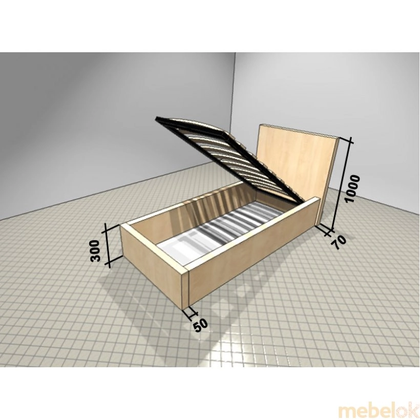 кровать с видом в обстановке (Кровать Мартин 100х190 с подъемным механизмом)