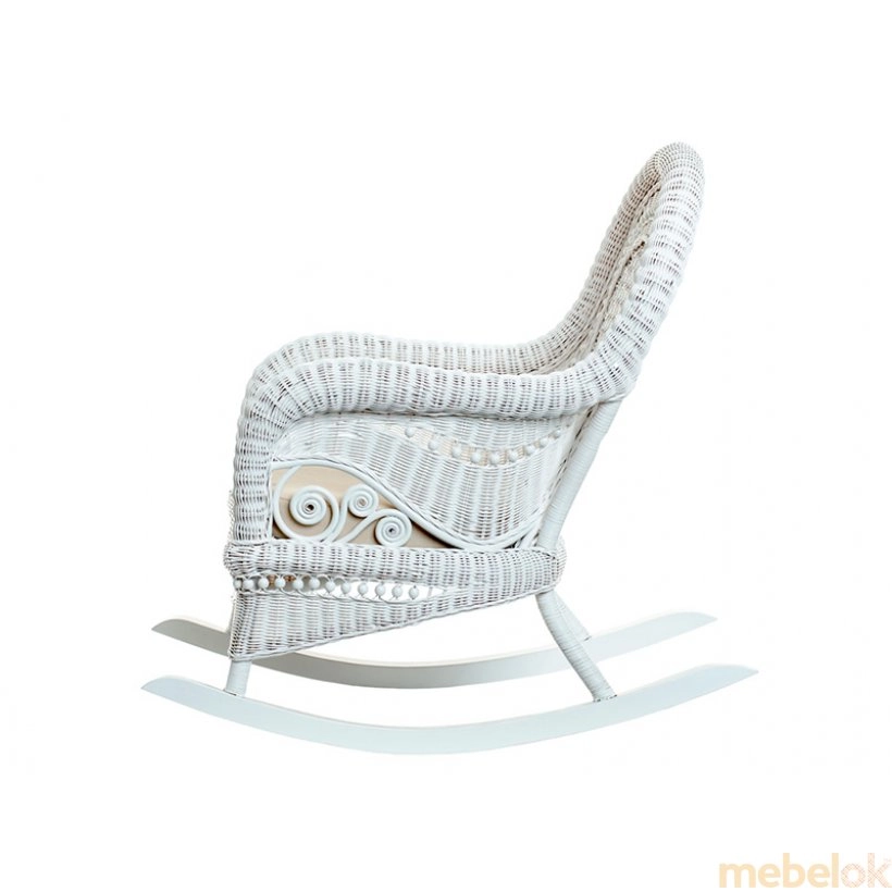 стілець з виглядом в обстановці (Крісло-гойдалка з приставним столиком Вікторія білий)