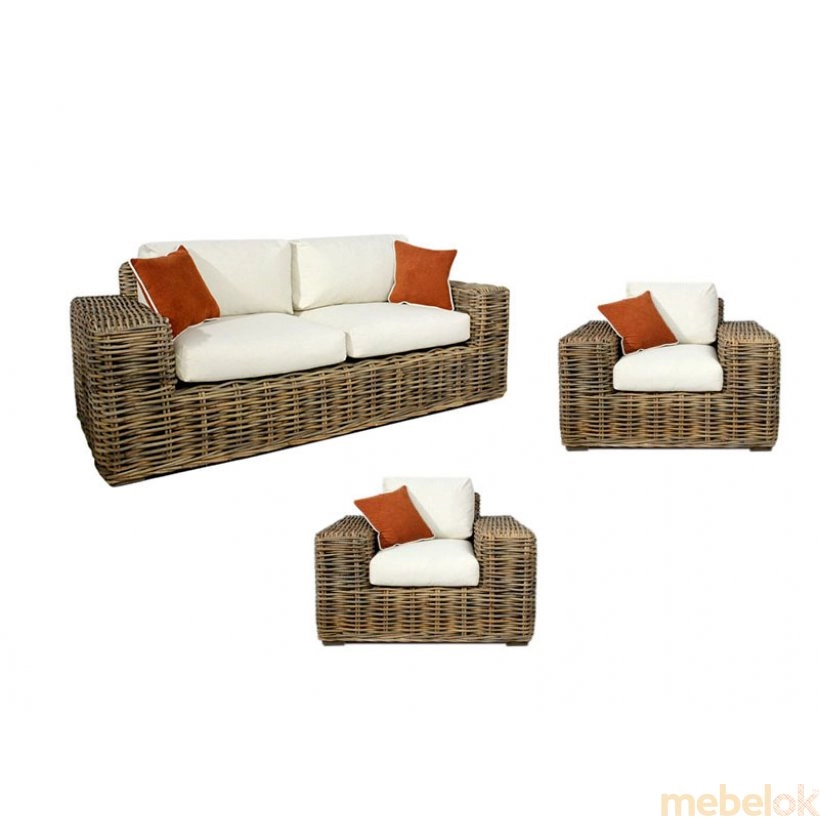 Комплект плетеной мебели Бабл (диван и 2 кресла)