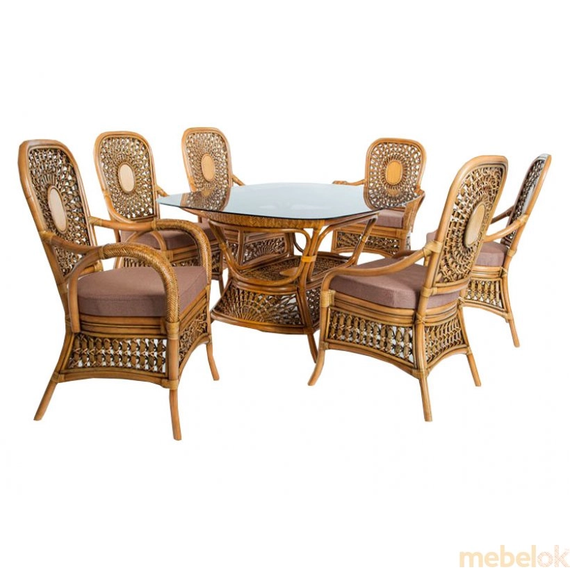 Комплект обеденный  Ацтека (стол+2кресла и 4 стула) светло-коричневый