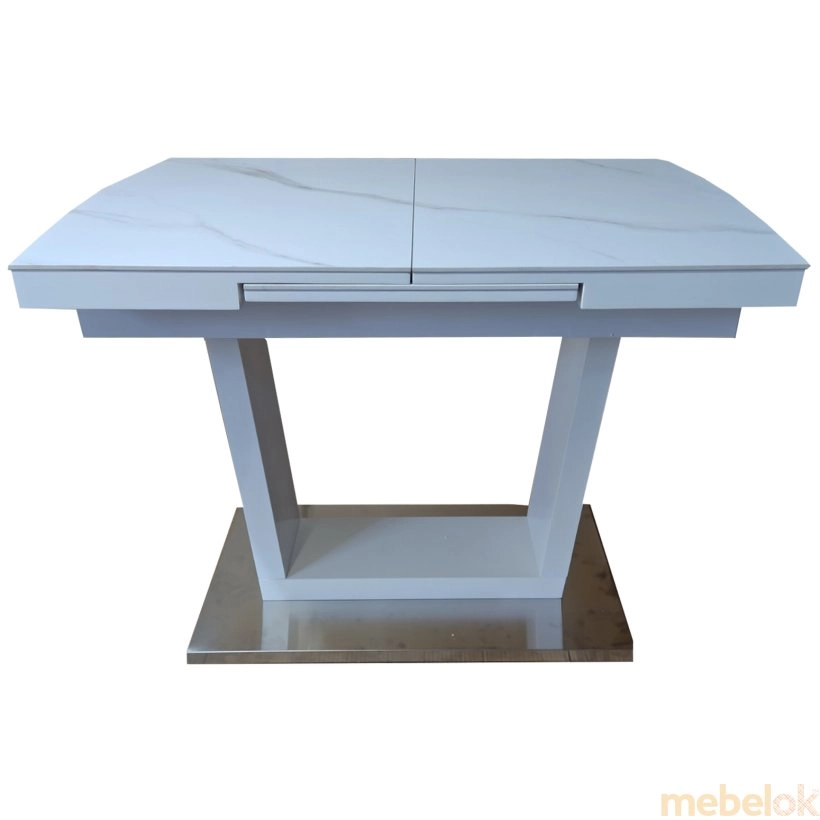 Стіл обідній розкладний кераміка з МДФ білий DT 8073 small
