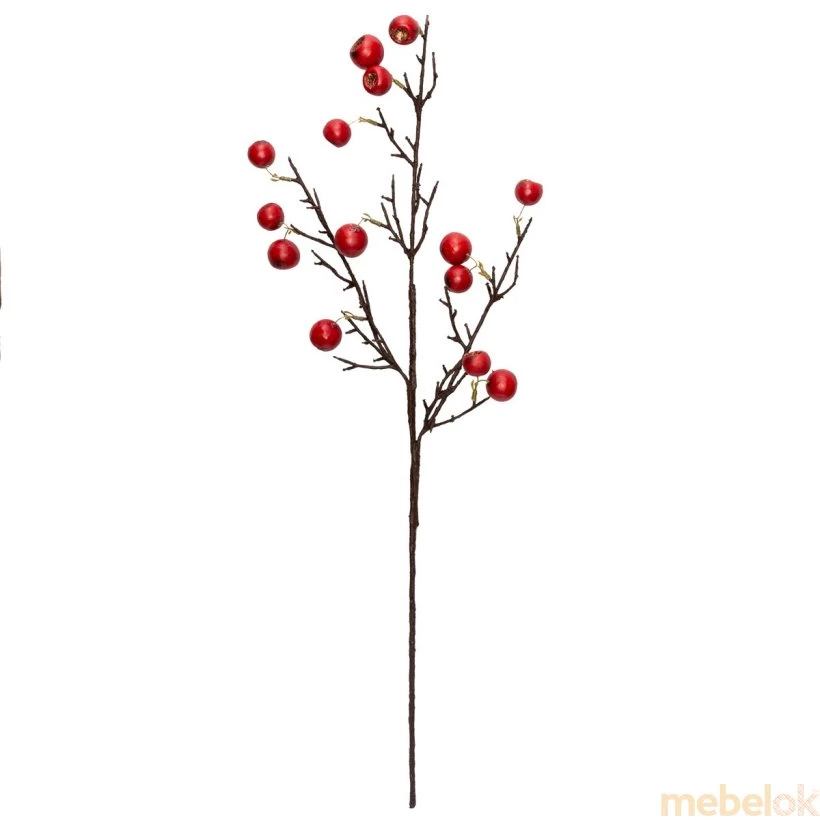 Искусственная ветвь с ягодами 68 красный