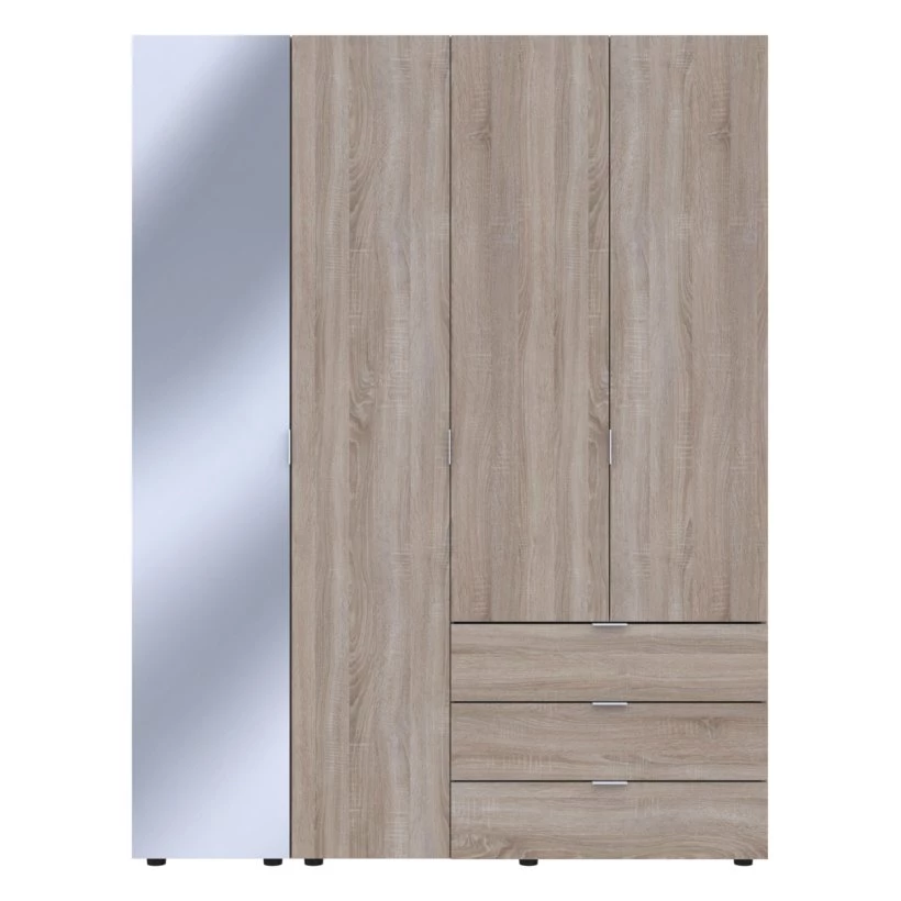 Шкаф для одежды Гелар Дуб сонома 3ДСП/Дзеркало 155х49.5х203.4 от фабрики Doros (Дорос)