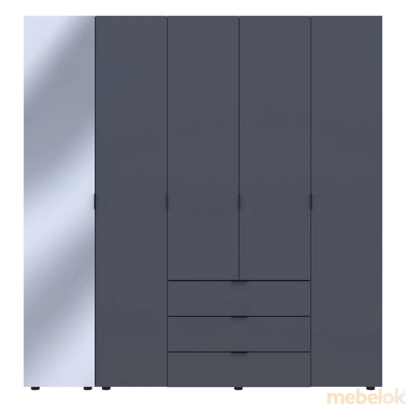 Шкаф для одежды Гелар Графит 4ДСП/Зеркало 194х49.5х203.4