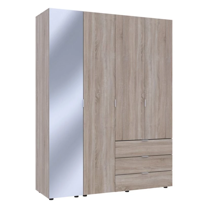 Шкаф для одежды Гелар Дуб сонома 3ДСП/Дзеркало 155х49.5х203.4 с другого ракурса