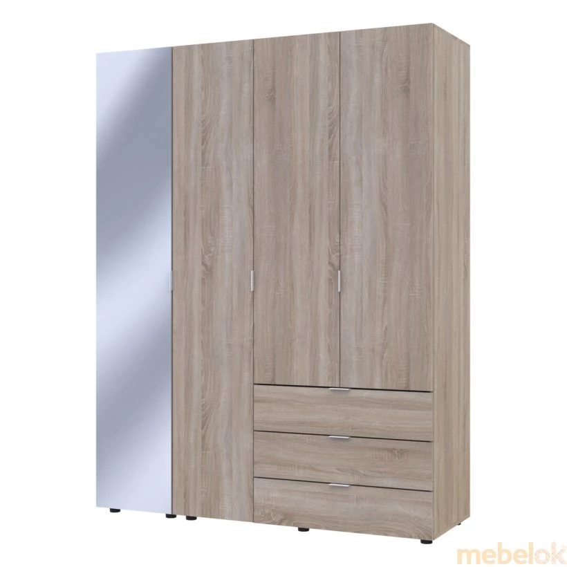 Шкаф для одежды Гелар Дуб сонома 3ДСП/Дзеркало 155х49.5х203.4