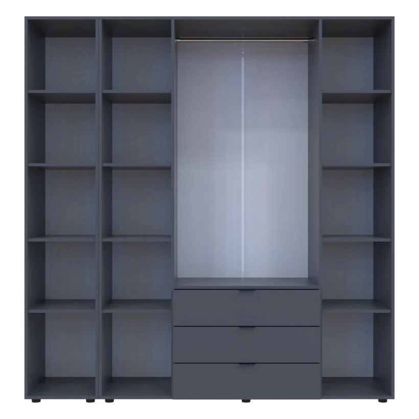 шкаф с видом в обстановке (Шкаф для одежды Гелар Графит 4ДСП/Зеркало 194х49.5х203.4)