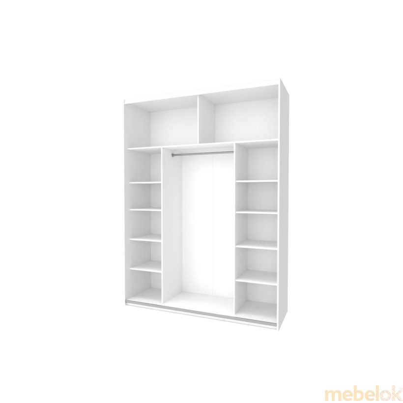 шкаф с видом в обстановке (Шкаф-купе G-Caiser Белый, Графит 1 ДСП, 1 зеркало 180х60х240)