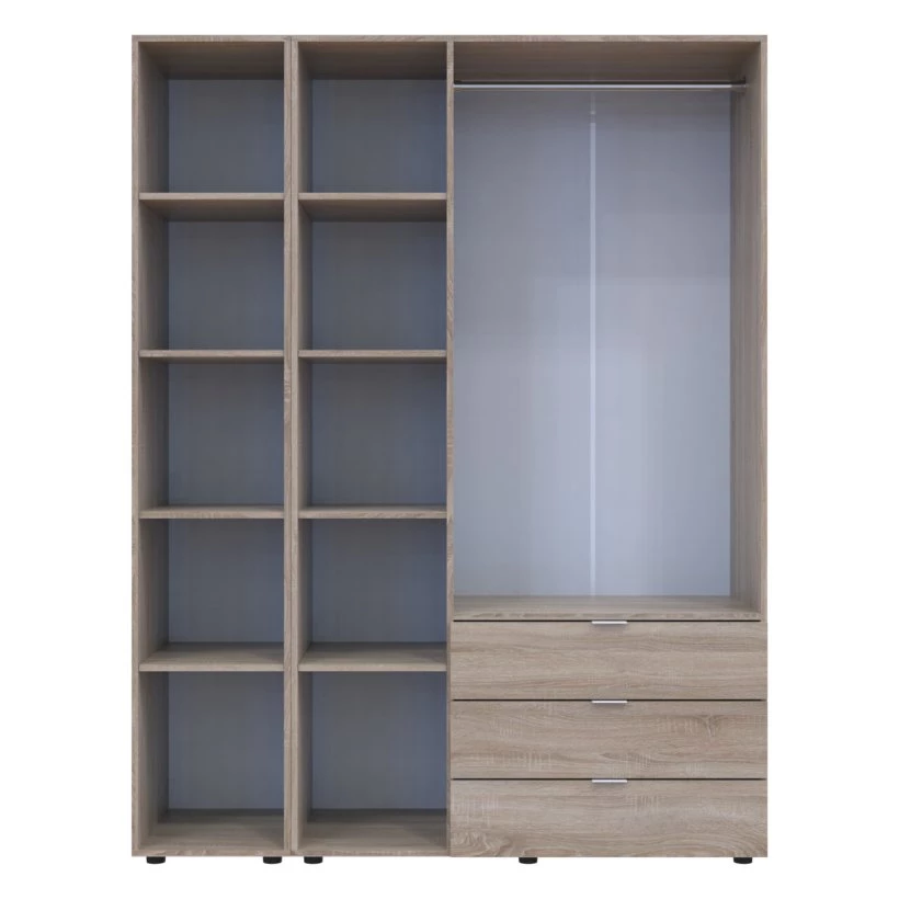 шкаф с видом в обстановке (Шкаф для одежды Гелар Дуб сонома 3ДСП/Дзеркало 155х49.5х203.4)