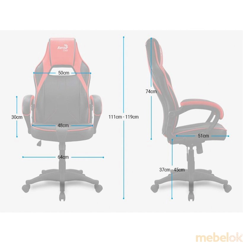 Кресло для геймеров AC40C AIR Black/Red с другого ракурса