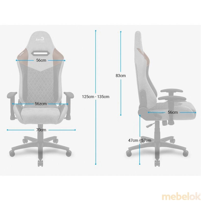 Крісло для геймерів AEROCOOL DUKE Steel Blue з іншого ракурсу