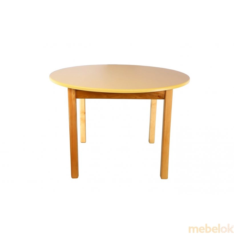стіл з виглядом в обстановці (Стіл дерев'яний стільниця кольорова кругла)