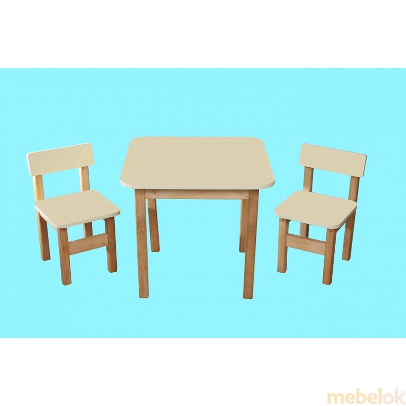 Еко набір меблів стіл дерев'яний та 2 стільчика від фабрики Фінекс Плюс (finex plus)
