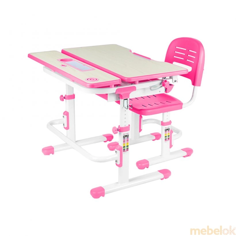 Комплект парта і стілець, що ростуть Lavoro Pink з іншого ракурсу