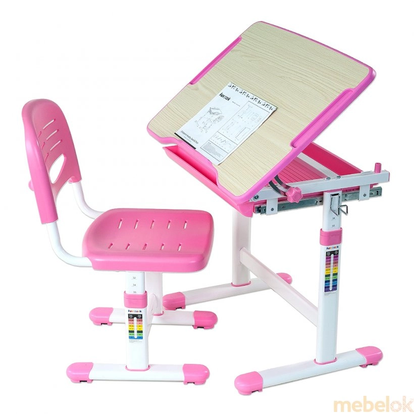 Комплект парта и стул растущие Piccolino Pink от фабрики FunDesk (ФанДеск)