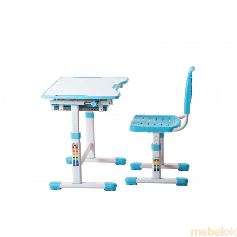 комплект Стол + Стулья с видом в обстановке (Комплект парта и стул растущие Sole Blue)