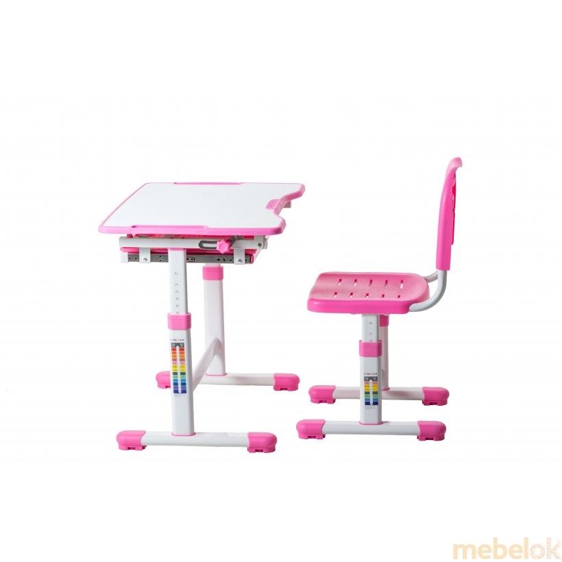 комплект Стол + Стулья с видом в обстановке (Комплект парта и стул растущие Sole Pink)